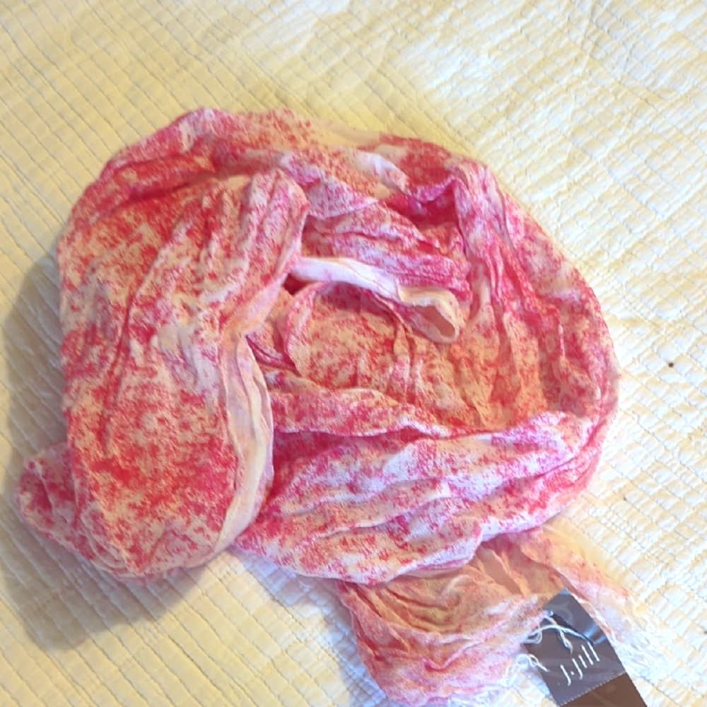 J. Jill Vibrant Pink and Soft White Scarf - Picture 2 of 5